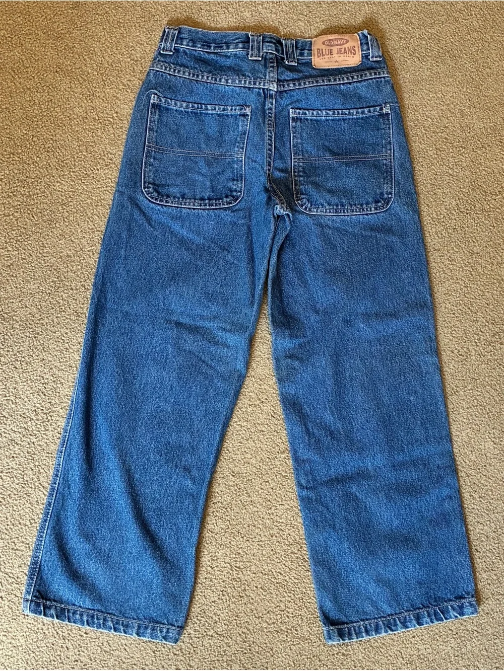 Kids Y2K Old Navy Dark Blue Straight-Leg Denim Jeans Boys 12 Regular Baggy Pants